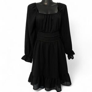 Elegant Women's black dress with bow tie in the back